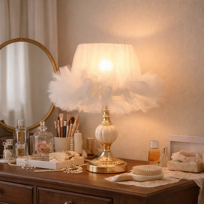 Ballerina Frilly Tulle Lampshade | DIY White Fabric Table Lamp Shade Kit for Coquette