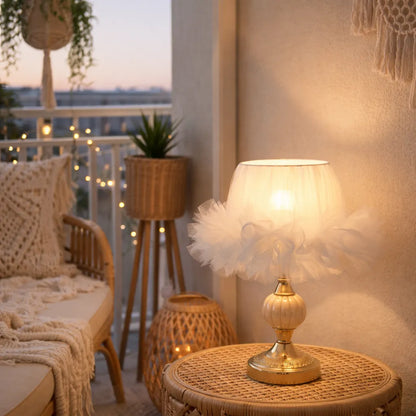 Ballerina Frilly Tulle Lampshade | DIY White Fabric Table Lamp Shade Kit for Coquette