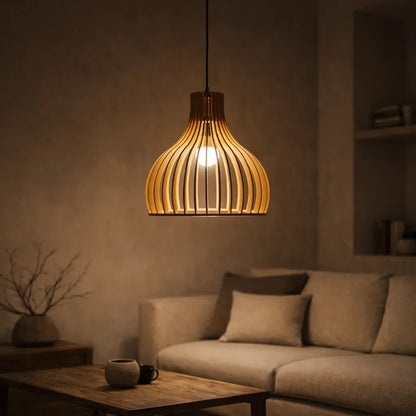 Scandinavia Birdcage Wood Pendant Light Shade | Sculptural DIY Lampshade Kit