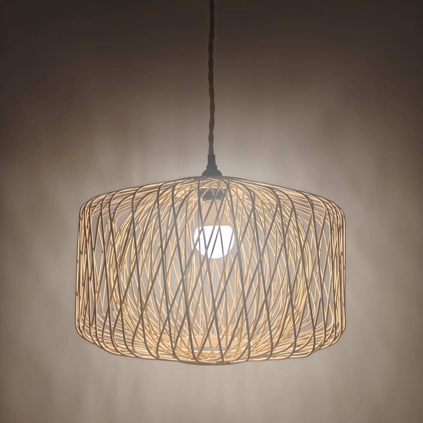 Natural Woven Cage Bamboo Pendant Light Shade | Boho Hanging Lamp – E26/E27/M11